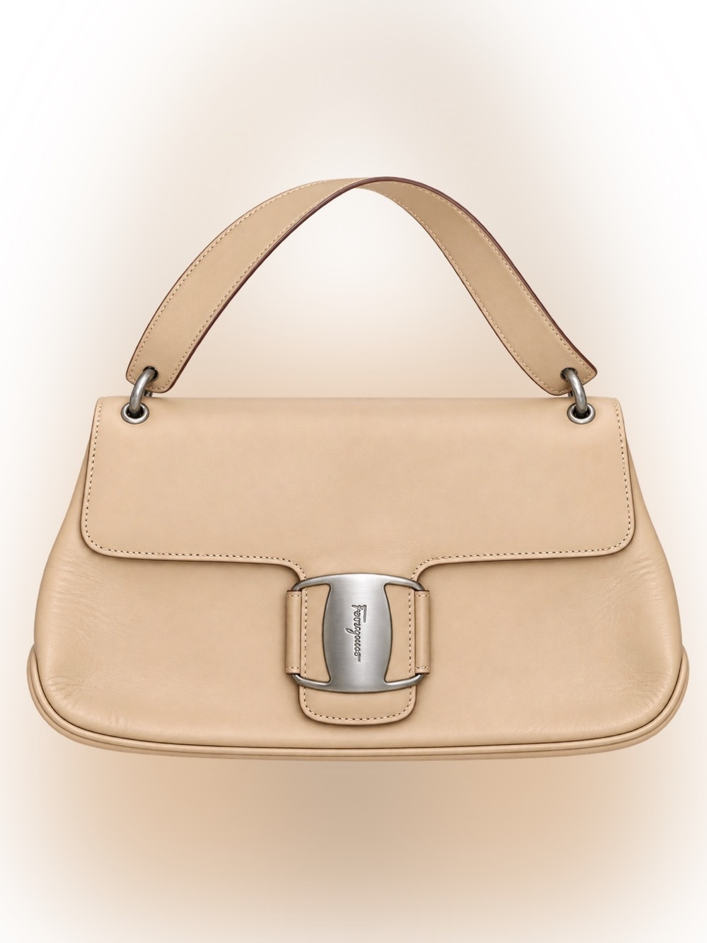 Salvatore Ferragamo Beige Leather Top-Handle Shoulder Bag